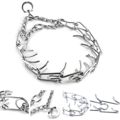 Adjustable Pet Dog Metal Pinch Training Chain Collar Prong Pet Choke Collars Dog Necklace Metal Detachable Training Dog Chain