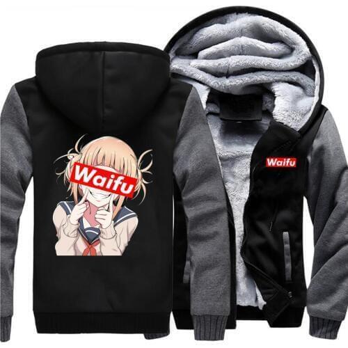Japan Anime My Hero Himiko Toga Academ Boku No Hero Print Funny Hoodie Men 2019 Winter Warm Fleece Fashion Hoodies Casual Coat