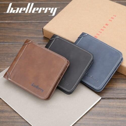 Men Casual Wallets Leather Short Foldable Wallet Purse Credit Cards Holder Vintage Mens Balck Wallet Multi-Card Bit Retro Purse