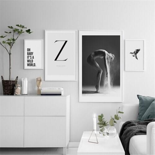 Nordic Modern Posters Wall Art Canvas Painting Simple Girl Abstract Text Personality Letter Z Design Living Room Home Decor