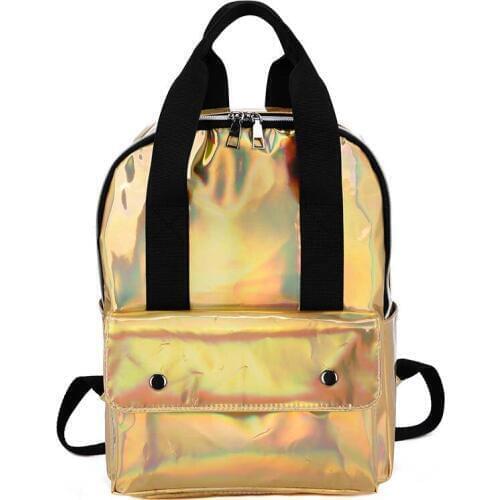 4PCS / LOT New Holographic Women Backpack Travel Laser PU Leather Girls Shoulder School Backpacks Mochila Feminina