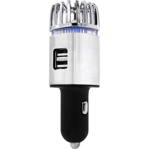 New 2 In 1 Car 2 USB Fresh Air Ionic Purifier Oxygen Bar Ozone Ionizer