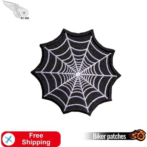 Spider Web Embroidery Patches Iron on for Clothes DIY Jeans Jackets Cool Appliques Biker Punk Sewing Garment Apparel Accessory