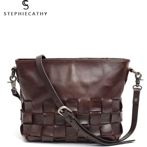 SC Luxury Leather Women Messenger Bag Handmade Retro Small Ladies Handbag Classic Italian Cow Leather Vintage Shoulder Crossbody
