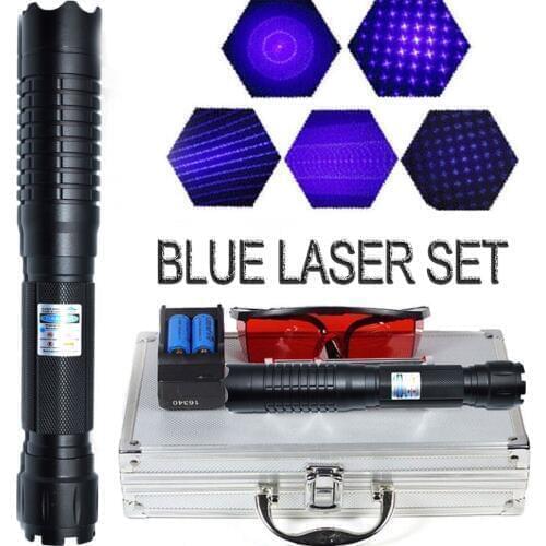 Burning Blue Laser Pointer Flashlight sight Torch 445nm 10000m Focusable Lazer burn match candle lit firecracker