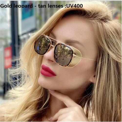 KAPELUS sunglasses Womens new metal sunglasses Leopard frame punk glasses Outdoor windproof sunglasses
