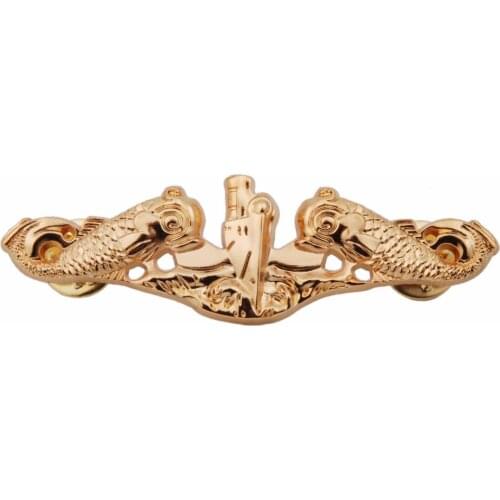 US MILITARY SUBMARINE METAL BADGE PIN GOLD