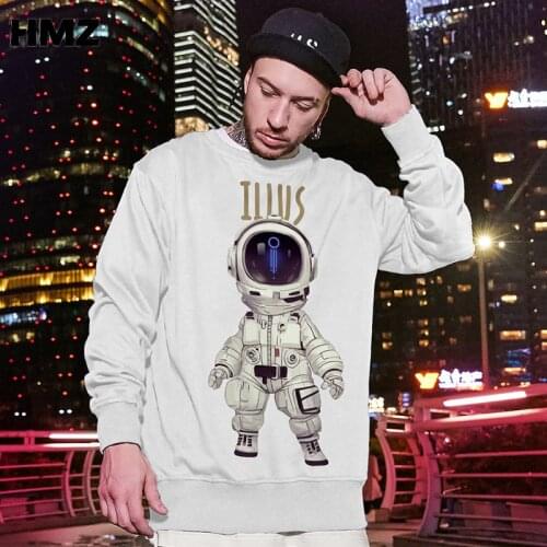 HMZ Hip Hop Sweatshirts Astronaut Printed Men Hoodies 2021 Autumn New Mens Fashion Sweatshirts Man Streetwear Casual Pullovers