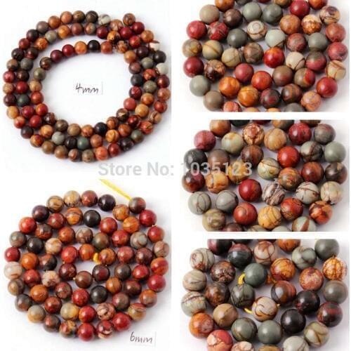 High Quality Natural Picasso Stone Round 4/6/8/10/12/14/16mm Necklace Bracelet Jewelry DIY Gems Loose Beads 15 Inch wj77