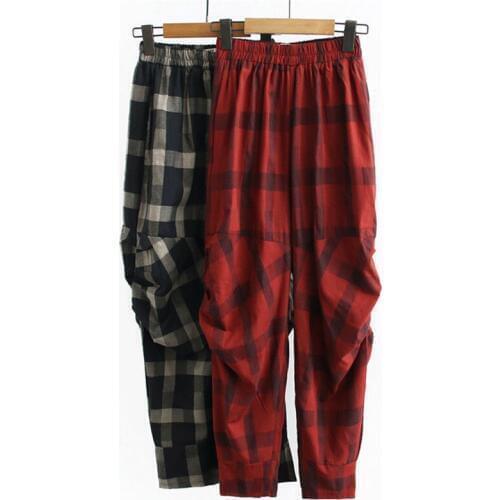 XLMJDZGS Women's Plaid Trousers