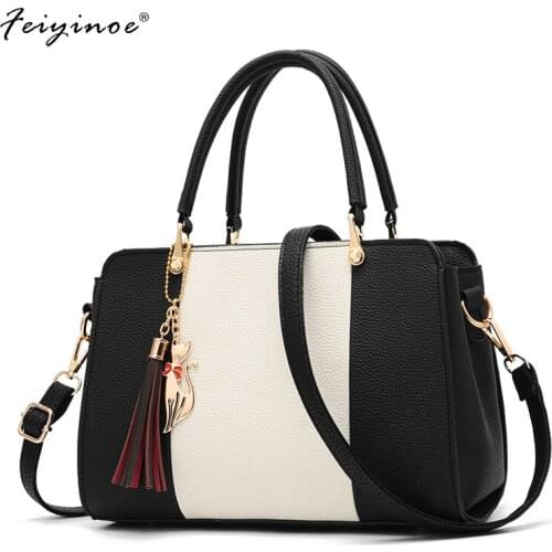 Brand Ladies Tassel Patchwork Totes Casual Fashion Flap Shopping Party Work Purse Women Crossbody Shoulder Handbag Women Bags
