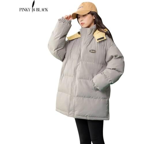PinkyIsBlack Jacket Women Winter Parkas Fashion Patchwork Hooded Coat Women Elegant Loose Cotton Padded Jacket Female Outwear