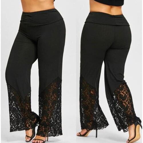 Leggings Women Casual Plus Size Lace Loose Wide Leg Leggings Sports Legging Push Up Pants Gym Clothing Pantalon Pour Femme