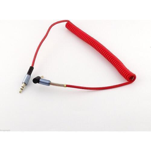 1pair 3.5mm 1/8" Male Stereo TRS Right Angle to Male Aux Audio Coiled Cable 5Ft Red White