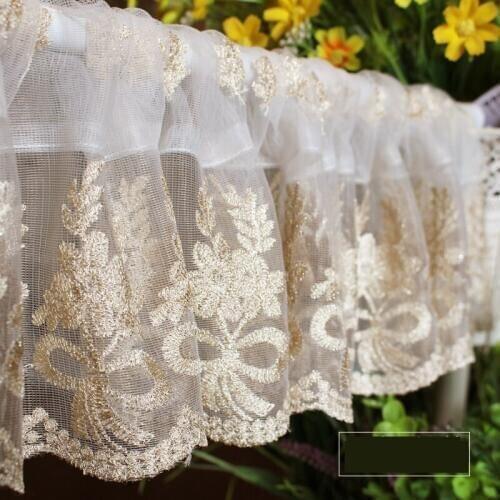 1PCS Floral rural embroidered Gold wire Window door Tiers valance Cabinet kitchen curtain 1 valance M547