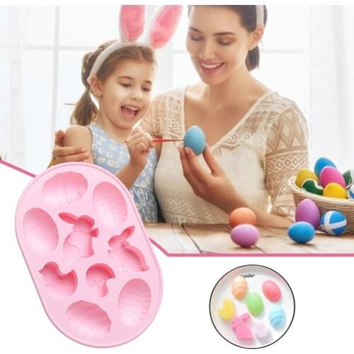 1Pc Cute Easter Cake Mold Bunny Silicone Eggs Chocolate Cake Soap Mold Baking Ice Tray Mould Baking Pudding Mould Kitchen Tools