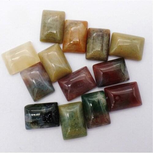 10Pcs 14x10x5mm Wholesale Natural Green And Brown Indian Agate Oblong Cab Cabochon DIY Jewelry Accessories S148
