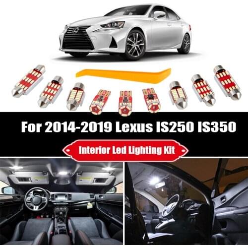 12pcs White Canbus LED Bulbs Interior For 2014-2017 2018 2019 Lexus IS250 IS350 Map Dome Door Light Kit Vanity Mirror Lamp