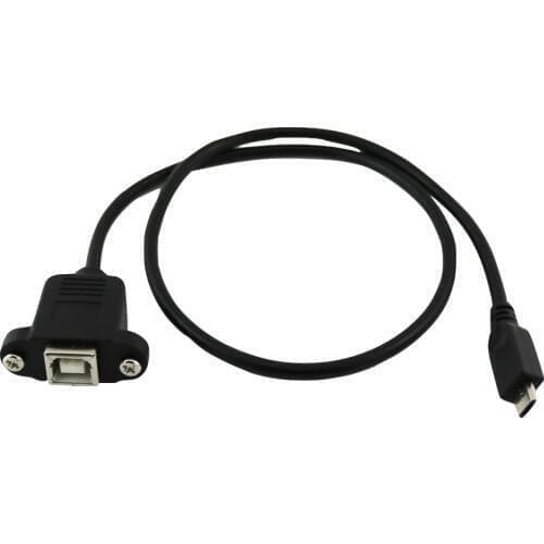 1x Printer Panel Mount USB 2.0 B Female Socket to Micro USB 5 Pin Male Connector Cable Cord 1FT/1.5FT