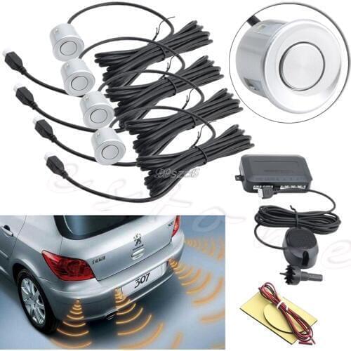 2018 Parking 4 Sensors Car Reverse Backup Rear Buzzer Radar System Sound Alarm Silver DropShip Dropshipping