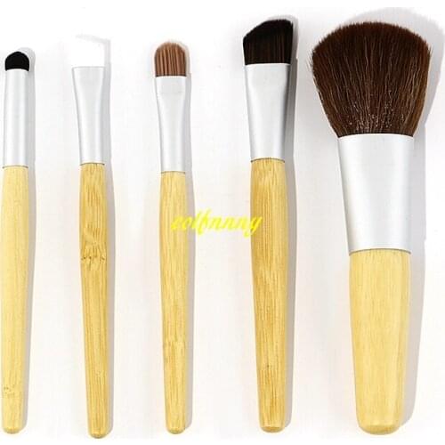 50sets/lot Fast shipping 5pcs Bamboo Makeup Brush Sets Powder Eyebrow Blush Brushes makeup tools Cosmetic brush kits