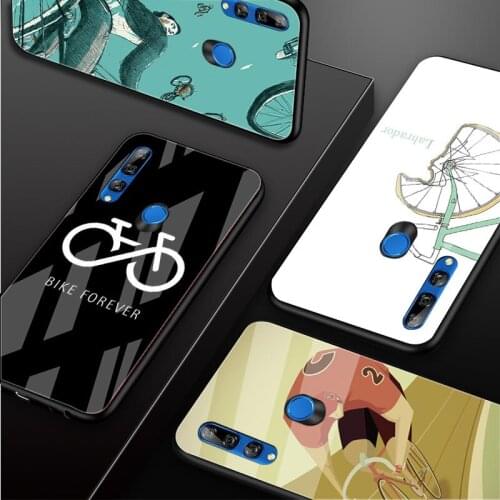 CYCLING art Tempered Glass Phone Case For Huawei honor 8X 9 10i 20i 20Lite 20Pro 30 Pro Cover Shell