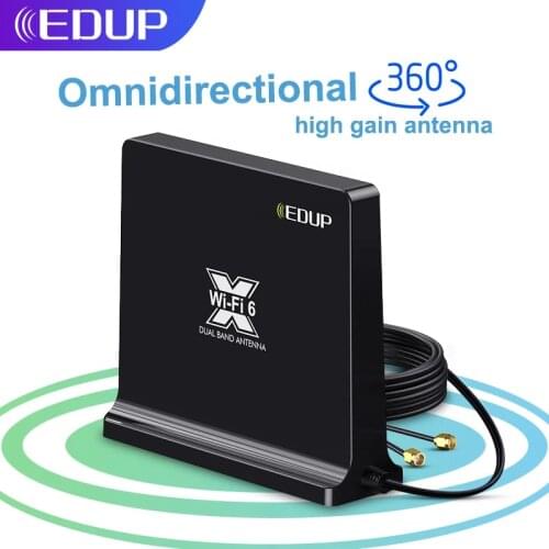 EDUP Dual Band WIFI6 Antenna 1.5 Meters Extension Base SMA Interface Desktop PCIE Network Card AX200 External Antenna 802.11ax