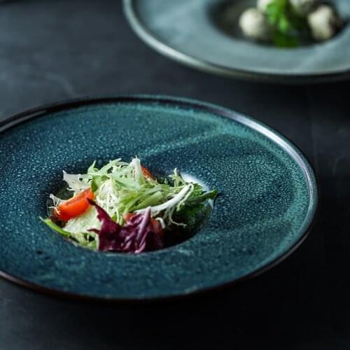 European Creative Ceramic Western Pasta Dish Soup Dish Straw Hat Plate Home Deep Dish Restaurant Round Tray Salad Plates