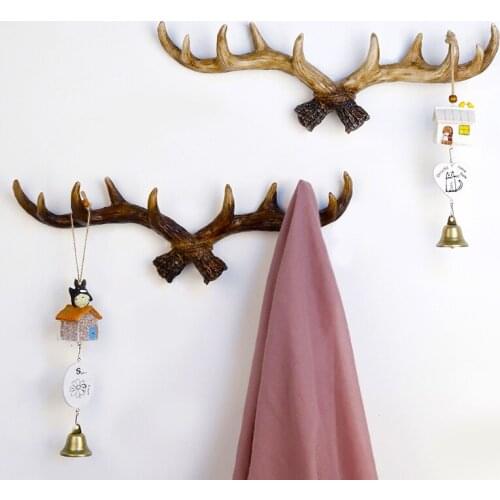 European Style Retro Antlers Hooks Wall Hanging Coat Hook Resin Sundries Hanger Wall Mounts Room Storage Racks Crafts Home Decor