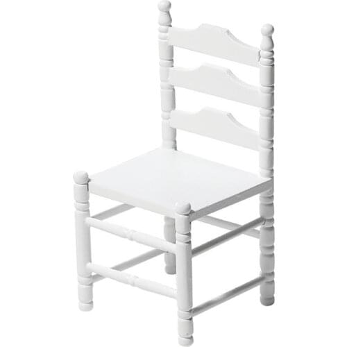 Dollhouse Miniature Furniture Wooden Dining Chair Model Smooth Painted