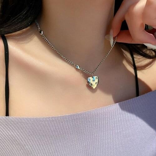 Fashion Love Star Pendant Heart Necklaces for Women Girls Irregular Stitching Clavicle Chain Temperament Simple Necklace Jewelry