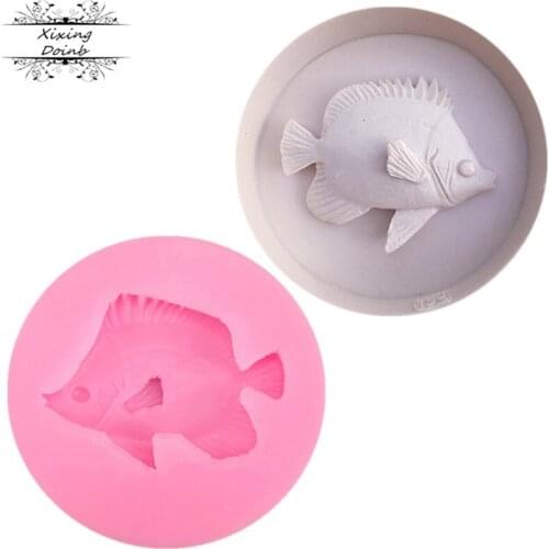 Marine tropical fish shape silicone soap 3D cake mold paper cup cake jelly candy chocolate decoration baking tool mold