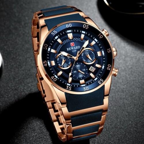 Reward Wrist Watch Men Luxury Brand Lumious Hands Male Wristwatches Full Steel Chronograph Watch For Men Relogio Masculino 2021