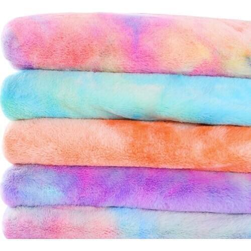 New thickened Imitation Rex rabbit plush fur fabric diy sewing materials gradual rainbow rabbit fur fabric for garment homdecor
