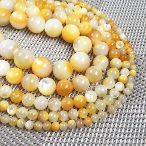 2020 New Hot Sale Yellow Shell Round Bead Size 3mm/4mm/5mm/6mm/7mm Exquisite Gift DIY Jewelry