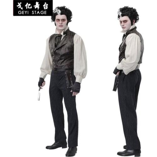 New Sweeney Todd Coslive Weeney Todd Costume Sweeney Todd: The Demon Barber of Fleet Street Movie Cosplay Costume For Men Adult