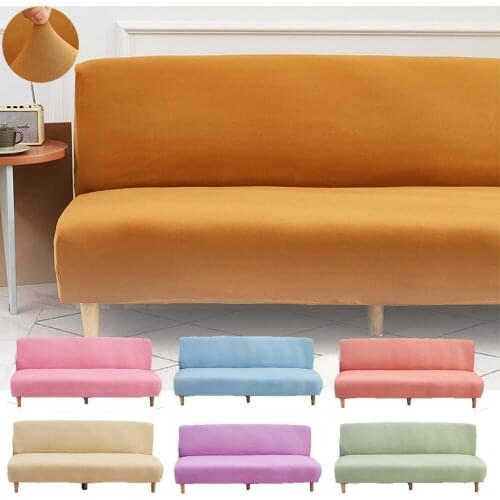 Camel Solid Color Folding Sofa Bed Cover Without Armrest Spandex Elastic Decorative Seat Furniture CouchCover for Living Room