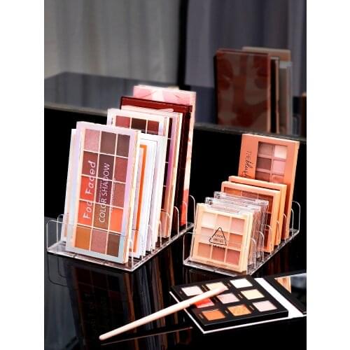 Eyeshadow Palette Organizer Powder Cake Storage Box Makeup Tools Holder Compartment Transparent Plastic Desktop Storage