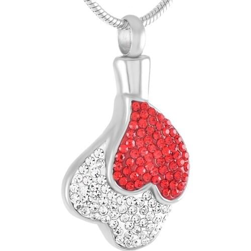 9324 Hold White&Red Crystal Double Heart Memorial Necklaces Women Stainless Steel remembrance jewelry Ashes Cremation Pendant