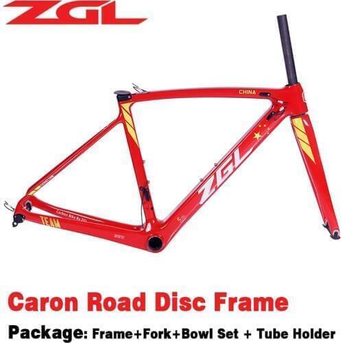 ZGL 700C Carbon Road Frame Disc Brake Bicycle Frame with CRF36 Fork / Bowl Set / Tube Holder 4 Colors Road Racing Bike Frame