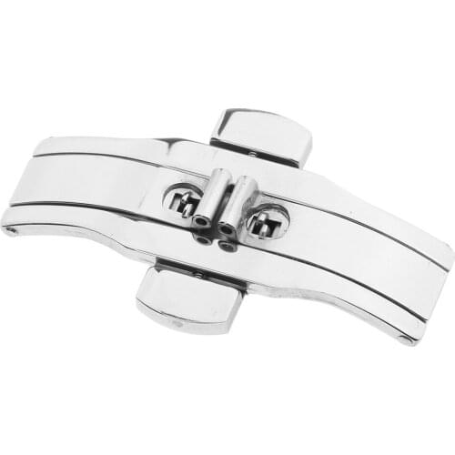 Stainless Steel Butterfly Deployment Buckle Double Push Button Watchband Clasp 25 x 6mm
