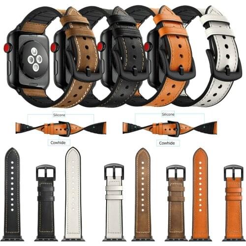 Replacement Genuine Leather Bracelet Watch Band Strap for Apple Watch 40mm/44mm/38/42MM Series 5 4/2/3 Wristands Women Men Band