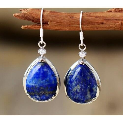 Luxury Women Teardrop Earrings Blue Lapis Luzuli Dangle Earring Classic Fashion Natural Stones Jewelry Bijoux Dropshipping