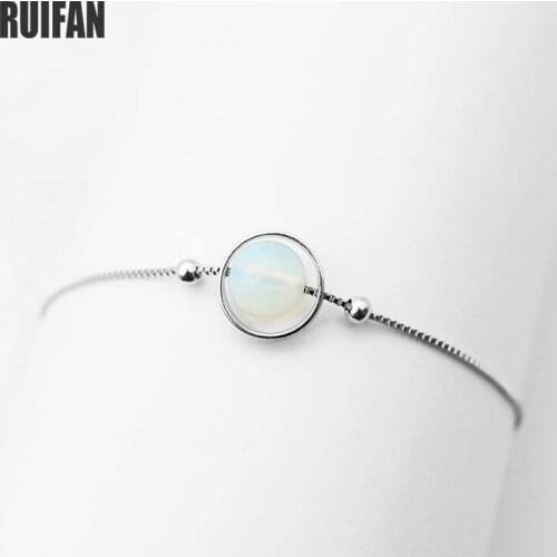 Ruifan Round Cream Opal Bracelets for Women Female White Gold Color 925 Sterling Silver Bracelet Ladies Trendy Jewelry YBR046