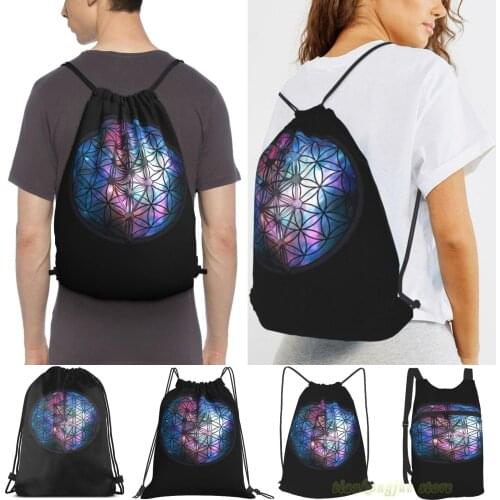 Sacred Geometry Flower Of Life Tree Of Life (Painted Cosmos) Men Travel Sports Gym Bag Women Drawstring Bags Sackpack Backpack