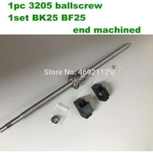 SFU 3205 Ballscrew 300 350 400 450 500 550 600mm with end machined + 3205 Ballnut + BK/BF25 End support for cnc parts