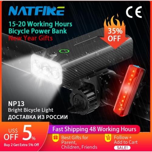 NATFIRE NP13 Bike Light USB Rechargeable LED Bicycle Light 450-800LM Headlight with Rear Taillight MTB Flashlight Front Lamp