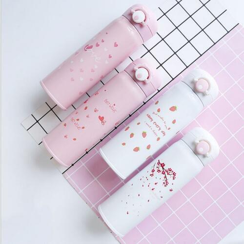Cherry Blossom Vacuum Flask Thermos Bottle for Water Girl Women Thermocup Love Thermal Mug Thermos for Tea Thermo Cup 350/500ml
