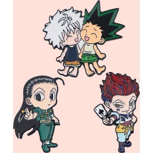 ZF2688 Anime Boy Full-time Hunter Enamel Pins And Brooches Cartoon Creative Metal Denim Hat Badge For Friends Kids