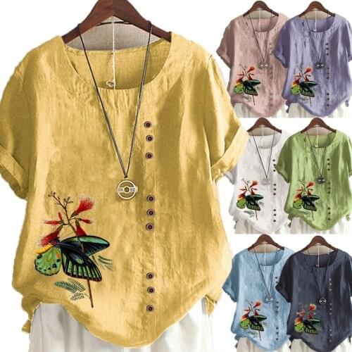 The New Summer Fashion Printing Round Neck Graphic Casual Women Clothing Short Sleeve Loose Casual Shirt Plus Size Tops S-5XL